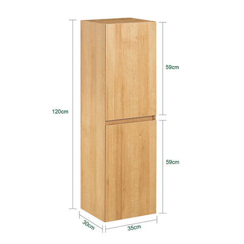 Rootz Tall Bathroom Cabinet - Vertical Storage - Space-Saving Cabinet - Wall-Mounted Design - 35x120x30cm