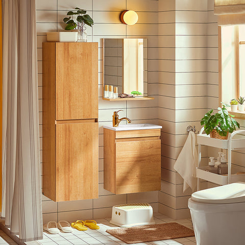 Rootz Tall Bathroom Cabinet - Vertical Storage - Space-Saving Cabinet - Wall-Mounted Design - 35x120x30cm