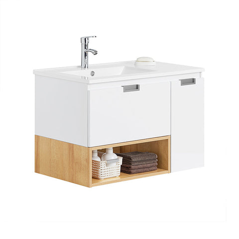 Rootz Wall-Mounted Bathroom Sink Unit - Vanity Cabinet - Space-Saving Saver - Moisture Resistant - 80x54x46cm