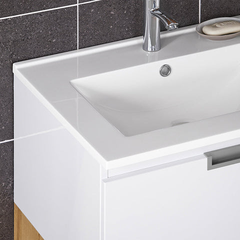 Rootz Wall-Mounted Bathroom Sink Unit - Vanity Cabinet - Space-Saving Saver - Moisture Resistant - 80x54x46cm