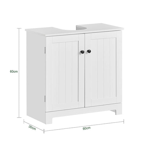 Rootz Sink Base Cabinet - Bathroom Vanity - Storage Cabinet - Magnetic Locking - Adjustable Shelf - MDF Construction - 60cm x 60cm x 30cm