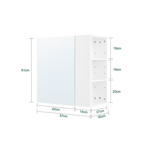 Rootz Bathroom Wall Cabinet - Mirror Door - Storage Cabinet - Space-Saving - 57x61x30cm