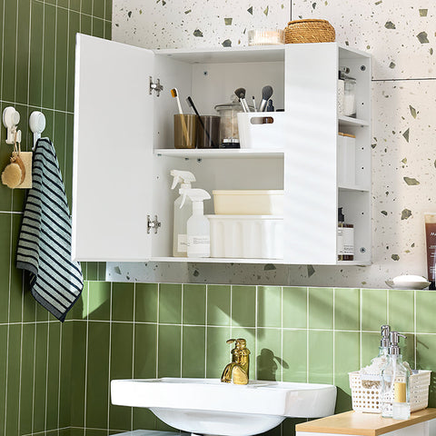 Rootz Bathroom Wall Cabinet - Mirror Door - Storage Cabinet - Space-Saving - 57x61x30cm