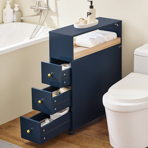 Rootz Bathroom Cabinet - Storage Unit - Organizing Shelf - 3 Drawers - MDF & Bamboo - 23x83x65cm