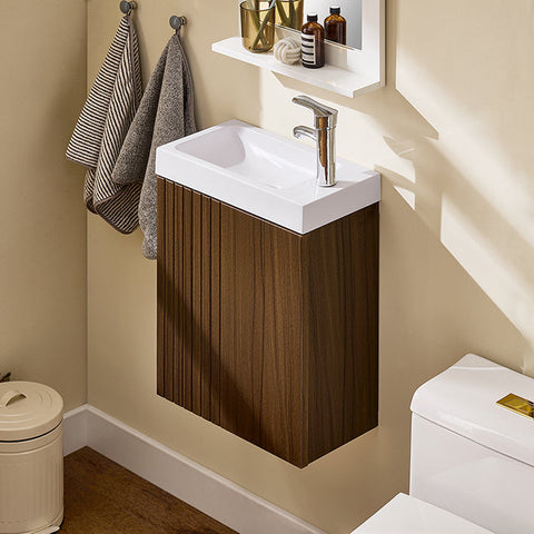 Rootz Narrow Sink Cabinet - Bathroom Vanity - Space-Saving Storage - Wall-Mounted - 40x56x22 cm
