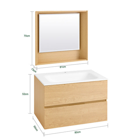 Rootz Narrow Sink Cabinet - Bathroom Storage Unit - Vanity Cabinet - Large Storage Space - 80x52x50cm