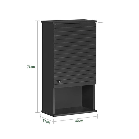 Rootz Bathroom Wall Cabinet - Storage Closet - Medicine Cabinet - Adjustable Shelf - Easy Assembly - Versatile Use - 40cm x 76cm x 21cm - Black