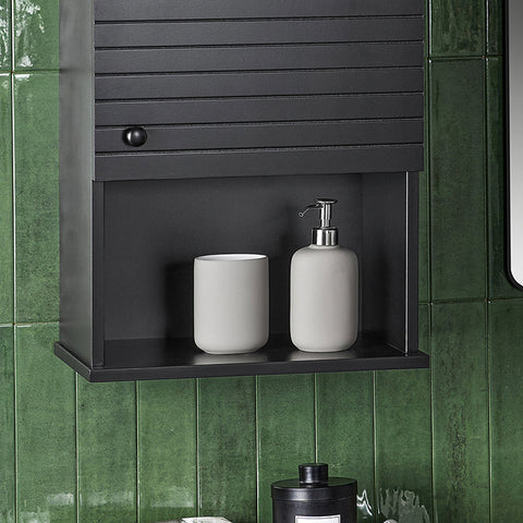 Rootz Bathroom Wall Cabinet - Storage Closet - Medicine Cabinet - Adjustable Shelf - Easy Assembly - Versatile Use - 40cm x 76cm x 21cm - Black