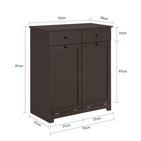 Rootz Linen Cupboard with Laundry Bags - Laundry Collector - Laundry Basket - MDF Construction - Removable Bags - Easy Assembly - 78cm x 91cm x 38cm