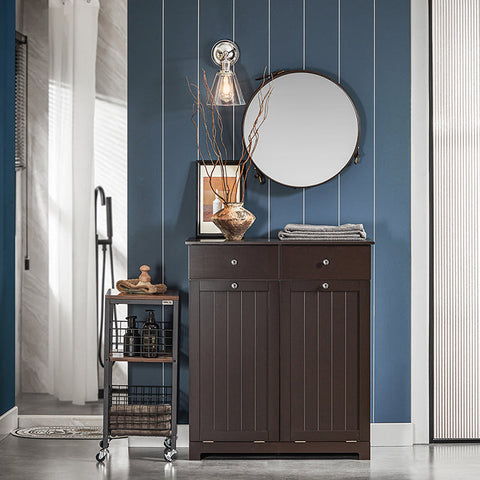 Rootz Linen Cupboard with Laundry Bags - Laundry Collector - Laundry Basket - MDF Construction - Removable Bags - Easy Assembly - 78cm x 91cm x 38cm