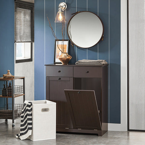 Rootz Linen Cupboard with Laundry Bags - Laundry Collector - Laundry Basket - MDF Construction - Removable Bags - Easy Assembly - 78cm x 91cm x 38cm