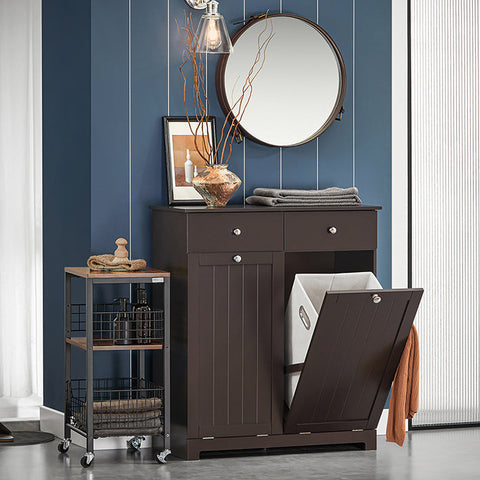 Rootz Linen Cupboard with Laundry Bags - Laundry Collector - Laundry Basket - MDF Construction - Removable Bags - Easy Assembly - 78cm x 91cm x 38cm