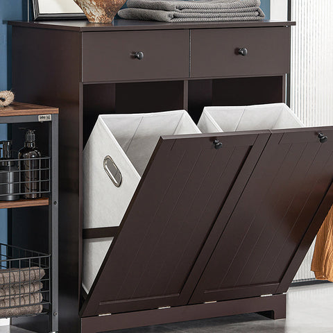 Rootz Linen Cupboard with Laundry Bags - Laundry Collector - Laundry Basket - MDF Construction - Removable Bags - Easy Assembly - 78cm x 91cm x 38cm