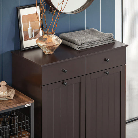 Rootz Linen Cupboard with Laundry Bags - Laundry Collector - Laundry Basket - MDF Construction - Removable Bags - Easy Assembly - 78cm x 91cm x 38cm