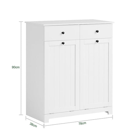 Rootz Linen Cupboard with Laundry Bags - Laundry Collector - Laundry Basket - MDF Construction - Removable Bags - Flexible Storage - 78cm x 90cm x 38cm