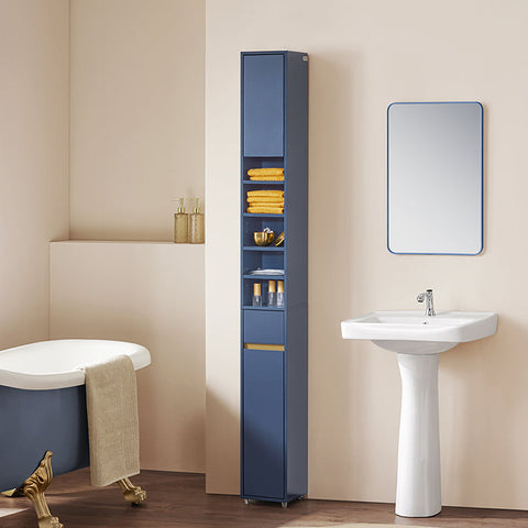 Rootz Tall Storage Cabinet - Space-Saving Organizer - Vertical Shelf - Magnetic Lock - 20x180x20cm