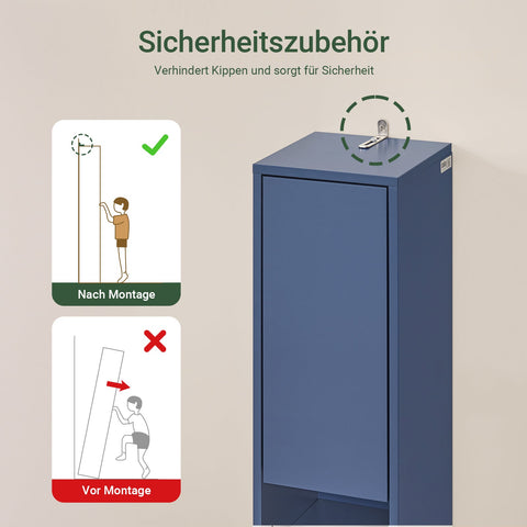 Rootz Tall Storage Cabinet - Space-Saving Organizer - Vertical Shelf - Magnetic Lock - 20x180x20cm