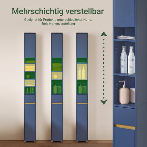 Rootz Tall Storage Cabinet - Space-Saving Organizer - Vertical Shelf - Magnetic Lock - 20x180x20cm
