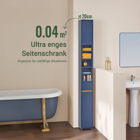 Rootz Tall Storage Cabinet - Space-Saving Organizer - Vertical Shelf - Magnetic Lock - 20x180x20cm