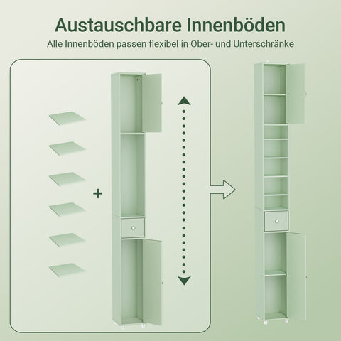 Rootz Tall Cabinet - Slim Storage Unit - Space-Saving Organizer - Adjustable Shelves - 20x180x20cm MDF Construction
