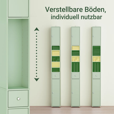 Rootz Tall Cabinet - Slim Storage Unit - Space-Saving Organizer - Adjustable Shelves - 20x180x20cm MDF Construction