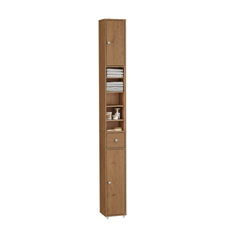 Rootz Tall Storage Cabinet - Space-Saving Cabinet - Slim Shelf Unit - Adjustable Shelves - Magnetic Lock - 20x180x20cm