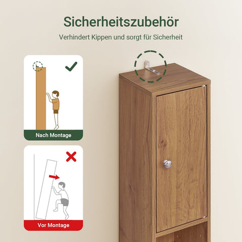 Rootz Tall Storage Cabinet - Space-Saving Cabinet - Slim Shelf Unit - Adjustable Shelves - Magnetic Lock - 20x180x20cm