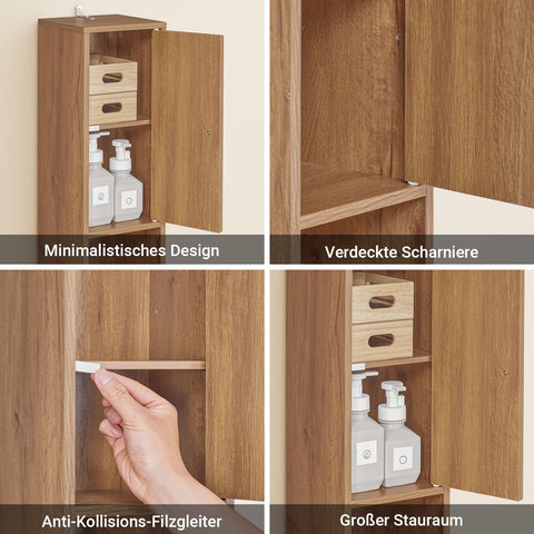 Rootz Tall Storage Cabinet - Space-Saving Cabinet - Slim Shelf Unit - Adjustable Shelves - Magnetic Lock - 20x180x20cm