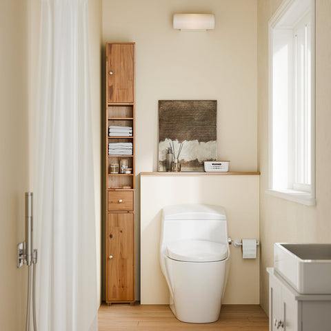 Rootz Cedar Bathroom Cabinet - Storage Unit - Organizer - Moisture Resistant - 20x180x20cm