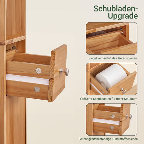 Rootz Cedar Bathroom Cabinet - Storage Unit - Organizer - Moisture Resistant - 20x180x20cm
