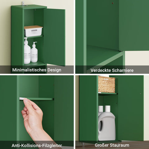 Rootz Narrow Bathroom Cabinet - Slim Tall Cabinet - Space-Saving Storage Unit - Water-Resistant - 20x180x20cm - Dark Green