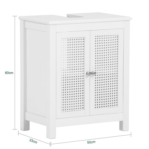 Rootz Sink Base Cabinet - Bathroom Storage - Country House Style - Air Circulating Grid Doors - MDF Construction - 50cm x 60cm x 33cm