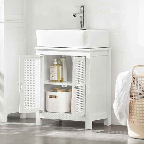Rootz Sink Base Cabinet - Bathroom Storage - Country House Style - Air Circulating Grid Doors - MDF Construction - 50cm x 60cm x 33cm