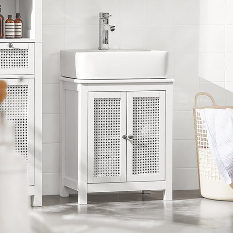 Rootz Sink Base Cabinet - Bathroom Storage - Country House Style - Air Circulating Grid Doors - MDF Construction - 50cm x 60cm x 33cm