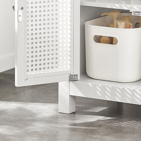 Rootz Sink Base Cabinet - Bathroom Storage - Country House Style - Air Circulating Grid Doors - MDF Construction - 50cm x 60cm x 33cm