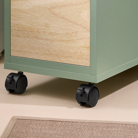 Rootz Rolling Storage Cart - Bamboo Kitchen Trolley - Mobile Organizer - MDF - 24cm x 82cm x 65cm - Ideal for Narrow Spaces