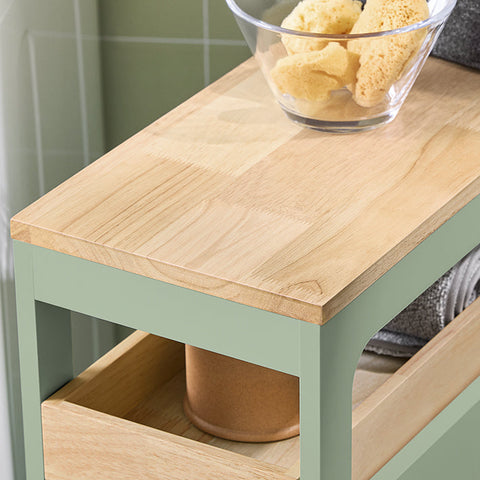 Rootz Rolling Storage Cart - Bamboo Kitchen Trolley - Mobile Organizer - MDF - 24cm x 82cm x 65cm - Ideal for Narrow Spaces