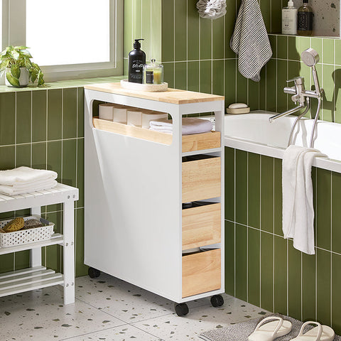 Rootz Compact Storage Trolley - Utility Cart - Rolling Organizer - Adjustable Shelves - 23x82x65cm