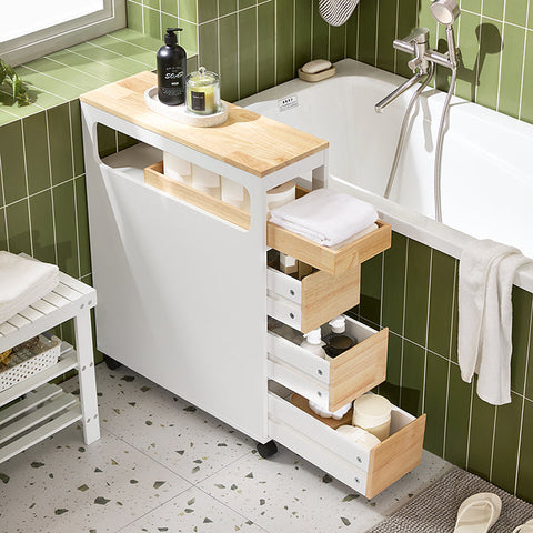 Rootz Compact Storage Trolley - Utility Cart - Rolling Organizer - Adjustable Shelves - 23x82x65cm