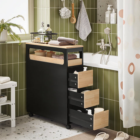 Rootz Rolling Storage Cart - Mobile Storage Organizer - Narrow Space Cart - Versatile Storage - 24cm x 82cm x 65cm