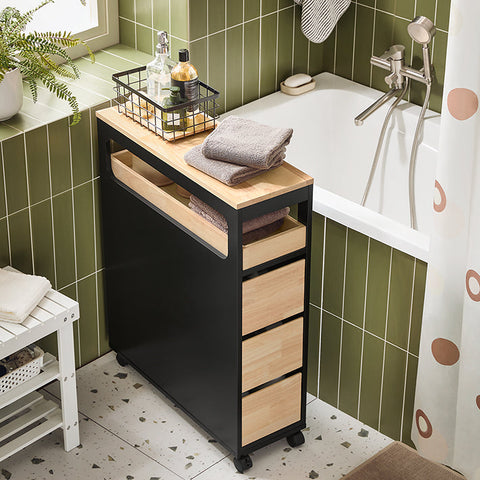 Rootz Rolling Storage Cart - Mobile Storage Organizer - Narrow Space Cart - Versatile Storage - 24cm x 82cm x 65cm