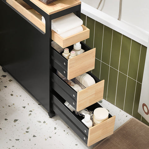 Rootz Rolling Storage Cart - Mobile Storage Organizer - Narrow Space Cart - Versatile Storage - 24cm x 82cm x 65cm