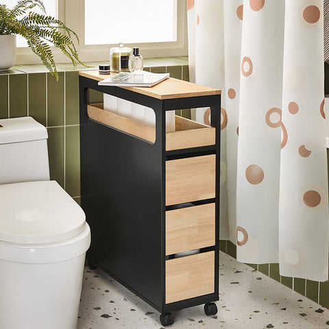 Rootz Rolling Storage Cart - Mobile Storage Organizer - Narrow Space Cart - Versatile Storage - 24cm x 82cm x 65cm