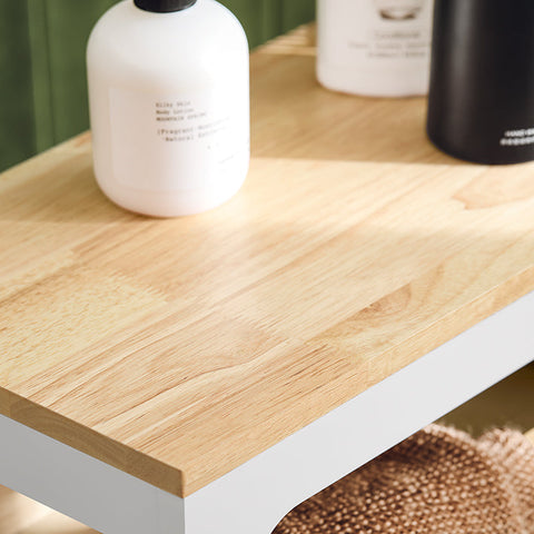 Rootz Niche Storage Trolley - Kitchen Cart - Bathroom Organizer - Removable Tray - 3 Drawers - Mobile with Brakes - MDF and Bamboo - 23cm x 82cm x 65cm