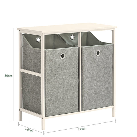 Rootz Laundry Chest - Laundry Collector - Linen Closet - Spacious Countertop - Enhanced Stability with Crossed Metal Bars - Dual Removable Bags - 77cm x 80cm x 38cm