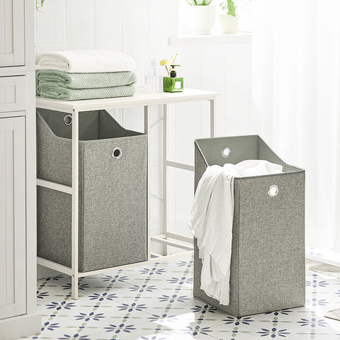 Rootz Laundry Chest - Laundry Collector - Linen Closet - Spacious Countertop - Enhanced Stability with Crossed Metal Bars - Dual Removable Bags - 77cm x 80cm x 38cm