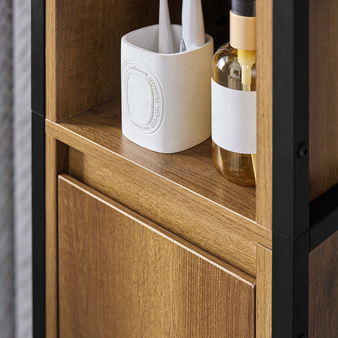 Rootz Tall Bathroom Cabinet - Storage Organizer - Bathroom Shelf - Vintage Design - Sturdy Metal Frame - Wall Anchoring - Adjustable Feet - 30cm x 168cm x 28cm