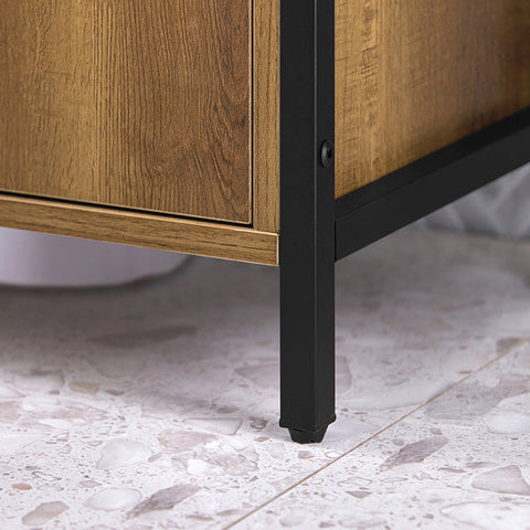 Rootz Modern Sink Base Cabinet - Bathroom Cabinet - Under Sink Storage - Adjustable Feet - Siphon Cut-Out - Spacious Storage - 60cm x 60cm x 30cm