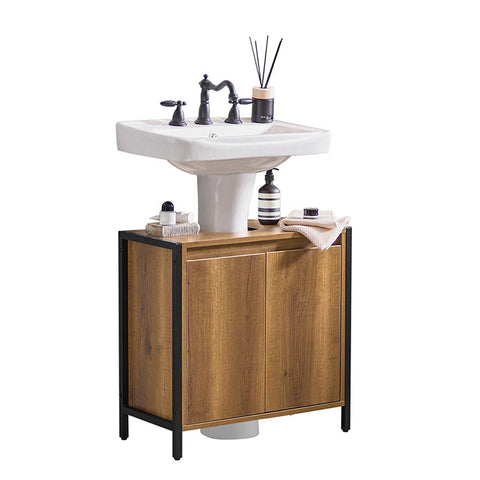 Rootz Modern Sink Base Cabinet - Bathroom Cabinet - Under Sink Storage - Adjustable Feet - Siphon Cut-Out - Spacious Storage - 60cm x 60cm x 30cm