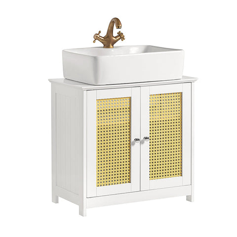 Rootz Sink Base Cabinet - Bathroom Storage - Vanity Unit - Adjustable Shelf - Air Circulating Grid Doors - MDF Construction - 60cm x 58cm x 35cm